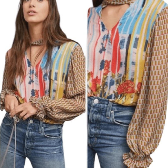 Fall Special Anthropologie Conditions Apply Retro Peasant Blouse XXS NWT - Picture 12 of 16